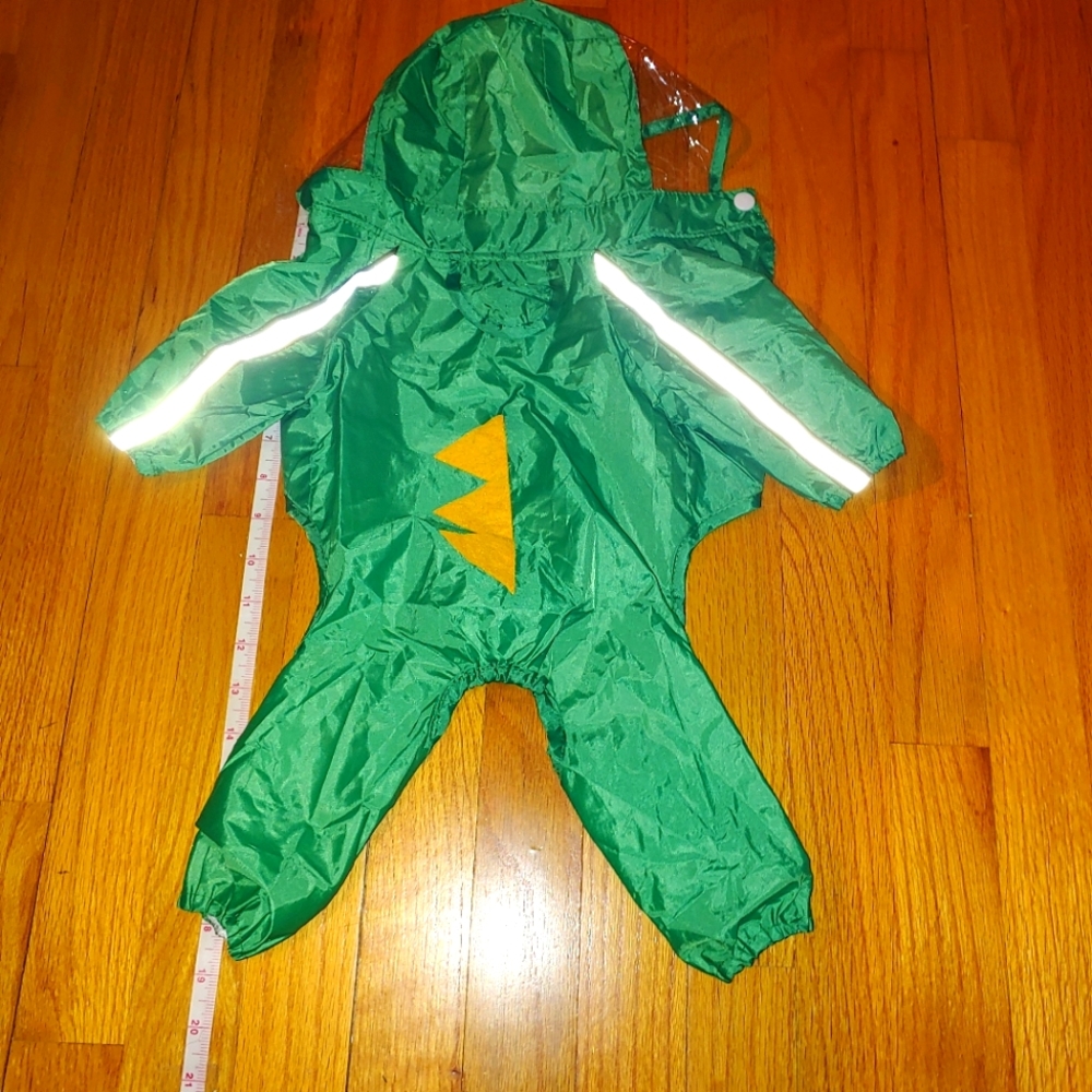Dog Raincoat Green Dragon Light Rain coat with Reflective in Medium